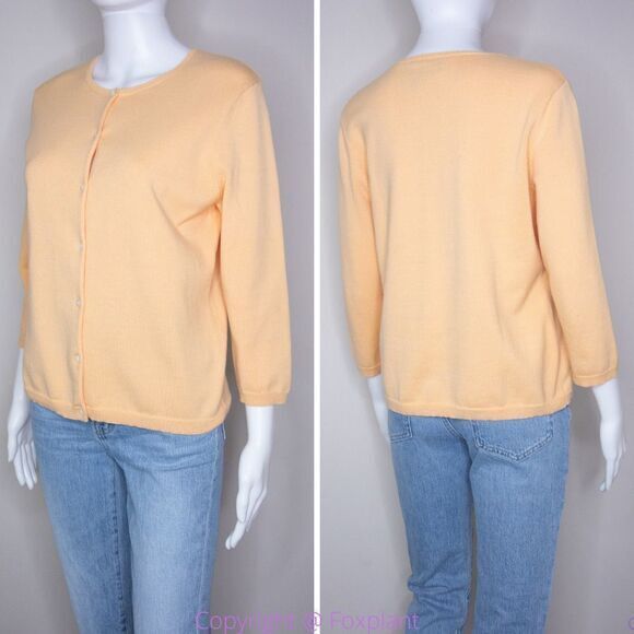 Lauren Ralph Lauren light yellow cardigan sweater, size Petite Small - Picture 12 of 16